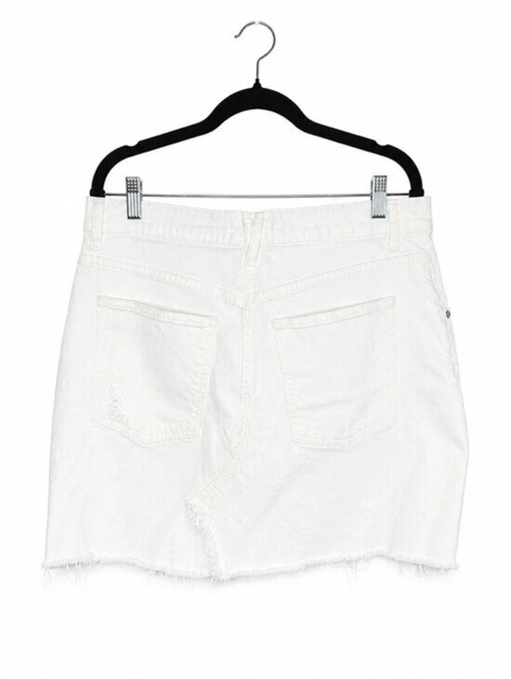 Lucky Brand Women's White Distressed Denim Mini Skirt Raw Hem Size 31